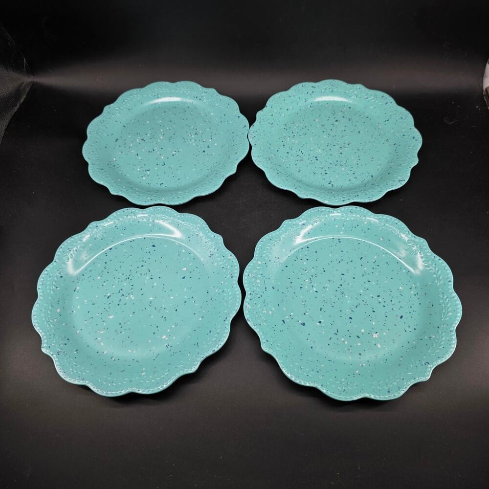 The Pioneer Woman Aqua Speckled Scalloped Dinner Plates - Set of 4